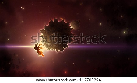 An abstract Alien planet against the starry sky