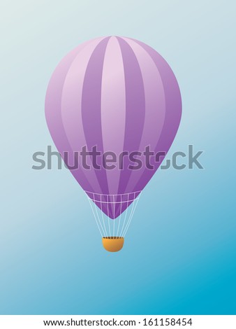 Colorful illustration of hot air balloon of violet color.