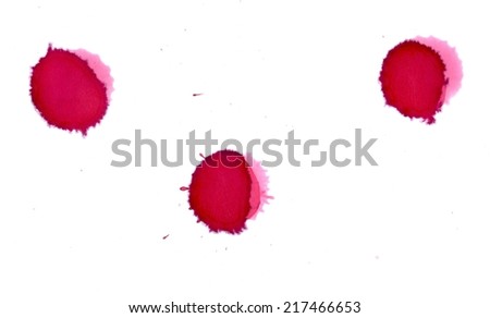 Grunge red ink splashes on white background.
