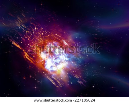Big exploding in the space, abstract science background.