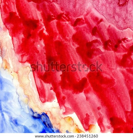 Bright blue and red painted textured as abstract background.