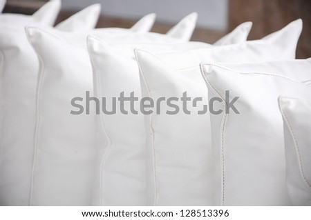 White Pillows Leather On Cushion