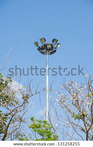 spotlights post in public park