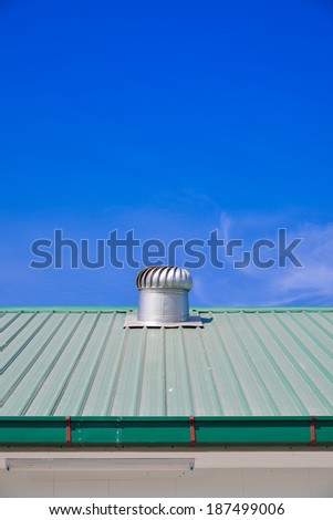 Turbine roof ventilation system on top of metal sheet roof