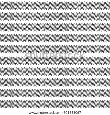 Seamless geometric pattern. Black and white pattern of stripes and zigzags, painted by hand.