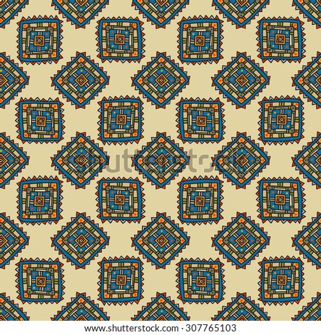 Seamless folk pattern in ethnic style, a bright structure of geometric ornamental forms.