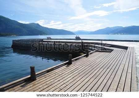 Fjord and landing stage Balestrand Norway