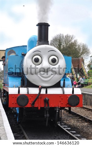 Ropley, Uk - April 7. Thomas The Tank Engine Is A Live Steam Engine Based On Books By The Rev Wilbert Awdry, Running At The Watercress Line Preserved Railway On April 7, 2012 At Ropley, Hampshire, Uk.