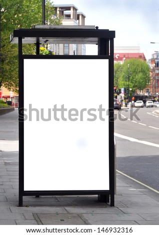 Blank Sign At Bus Stop For Your Advertisement Or Graphic Design