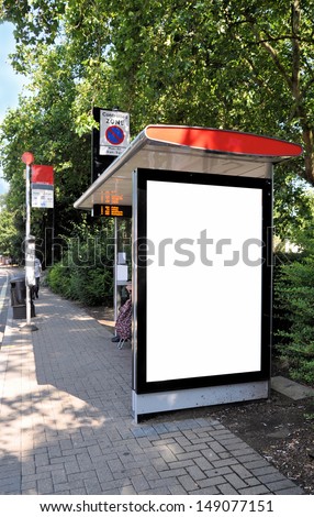 Blank Signboard At Bus Stop For Your Advertisement Or Graphic Design