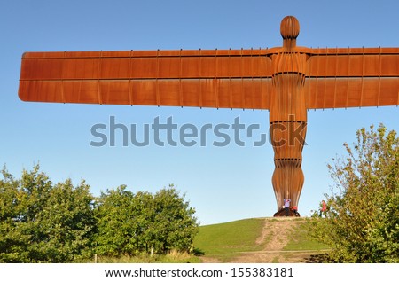 GATESHEAD, UK - OCTOBER 15. The Angel of the North is a statue by Antony Gormley, 20 metres (66 feet) tall with a wing span of 54 metres (177 feet) on October 15, 2011 at Gateshead, Tyne & Wear, UK.