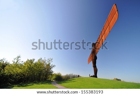 GATESHEAD, UK - OCTOBER 15. The Angel of the North is a statue by Antony Gormley, 20 metres (66 feet) tall with a wing span of 54 metres (177 feet) on October 15, 2011 at Gateshead, Tyne & Wear, UK.