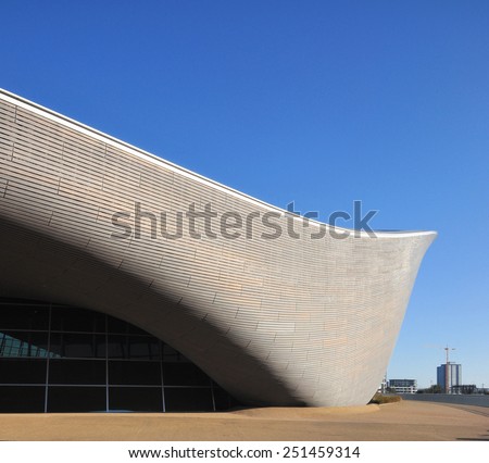 LONDON - OCTOBER 27. The Aquatics Centre is now a public swimming facility designed by Zaha Hadid Architects and open daily to swimmers of all abilities; October 27, 2014 at Stratford, east London.