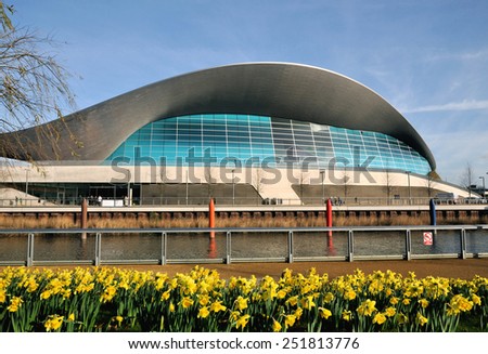 LONDON - JANUARY 24. The Aquatics Centre is now a public swimming facility designed by Zaha Hadid Architects and open daily to swimmers of all abilities; January 24, 2015 at Stratford, east London.