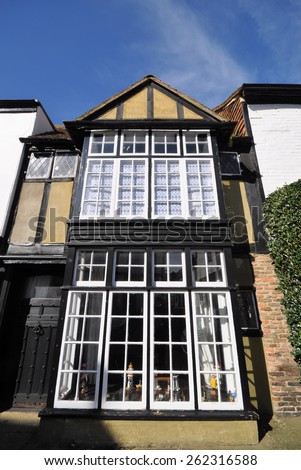 RYE, SUSSEX, UK - MARCH 7, 2015. A medieval private house of wattle and daub construction located on a street known as The Mint in the small English town of Rye, in the county of Sussex, UK.
