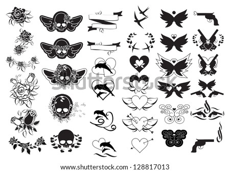 Tattoos Set Isolated On White Background Vector Illustration Graphic Design Useful For Your Design Logo Tattoo Tattoos Set Isolated On White Background Vector Illustration Graphic Design Useful For Your Design Logo Tattoo