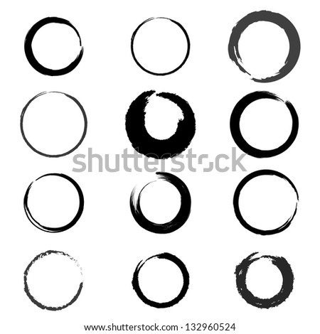 Black Stains - Set - Isolated On White Background - Vector Illustration