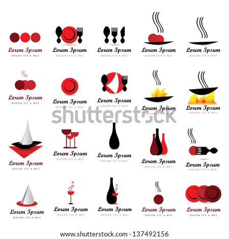 Food And Drink Icons Set - Isolated On White Background - Vector Illustration, Graphic Design Editable For Your Design. Food Logo