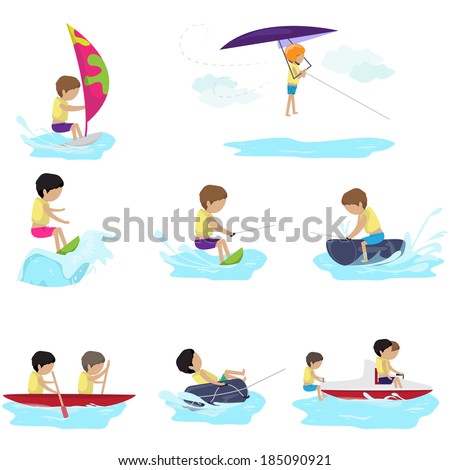 Water Sports - Isolated On White Background - Vector Illustration, Graphic Design Editable For Your Design