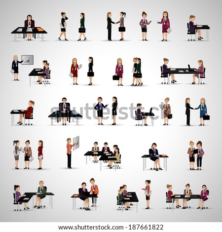 Business Peoples - Isolated On Gray Background - Vector Illustration, Graphic Design Editable For Your Design