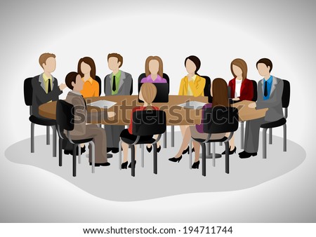 Business People Having Meeting - Isolated On Gray Background - Vector Illustration, Graphic Design Editable For Your Design