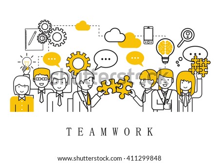 Teamwork Concept, Business People Team-On White Background-Vector Illustration, Graphic Design
