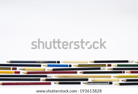 Collection of pencils line up with blank copy space