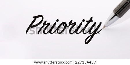 Pen write priority word on paper