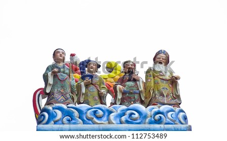 Four Chinese angle stand on the cloud as decoration in Chinese temple