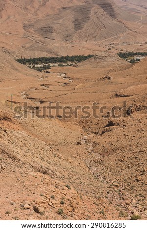 The dried river in the mountain at the beginning of spring season on March 2014 on the way to Midelt, Morocco