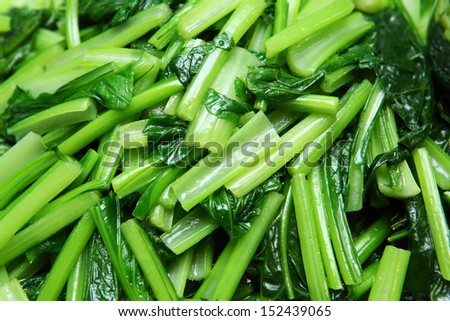 Close up stir fried chinese mustard greens