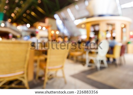 Blurred restaurant background by out of focus the lens
