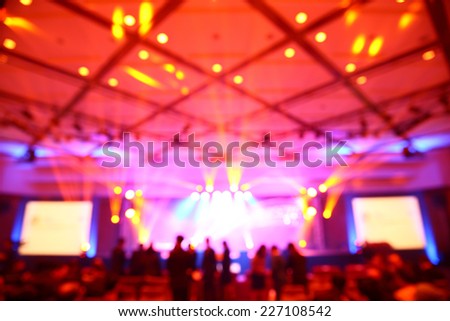 Abstract blurry light in convention event hall