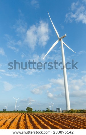 Big turbines generators in wind farm from Thailand