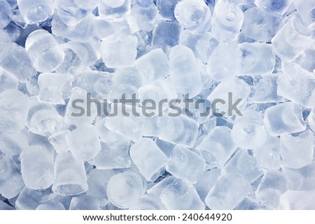 Close up ice cube in blue cooler box