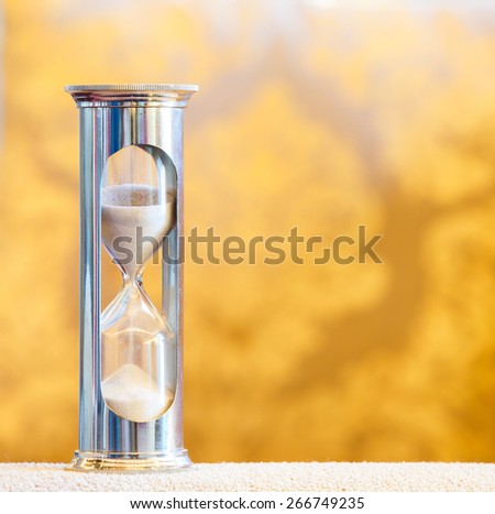 Close up hourglass or sand glass in living room, time value  concept
