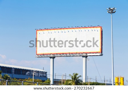 Blank billboard on blue sky ready for new advertisement