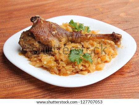 Goose with cabbage