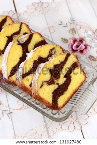 Cake with vanilla and cocoa