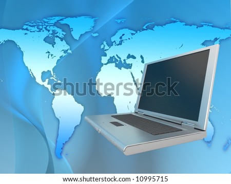 Laptop on map