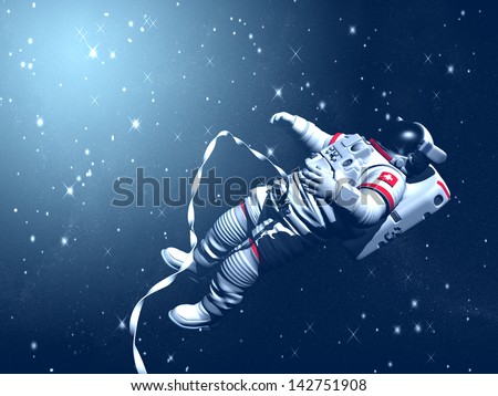 The astronaut on in an outer space against stars