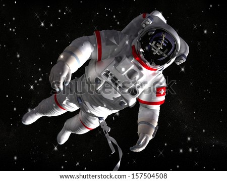 The astronaut in outer space against stars