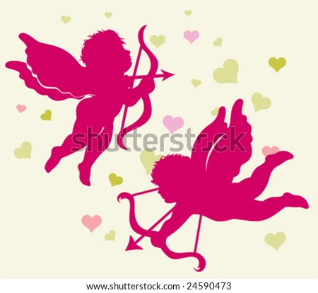 stock vector : Silhouettes of Cupid for Valentines day. Vector images scale 