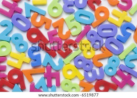 Childrens brightly colored number fridge magnets