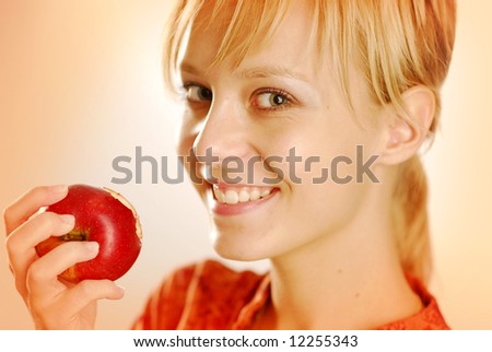 A girl with an apple