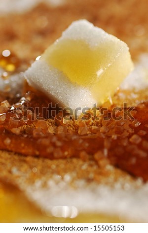 Sugar and honey on bread