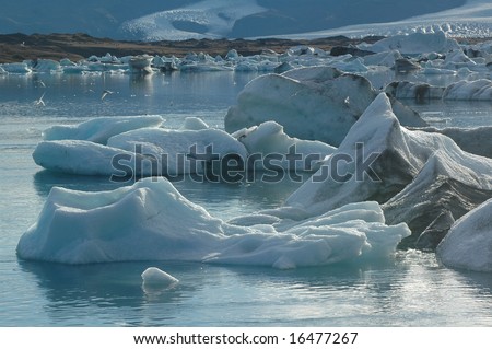Ice on lake in mountains