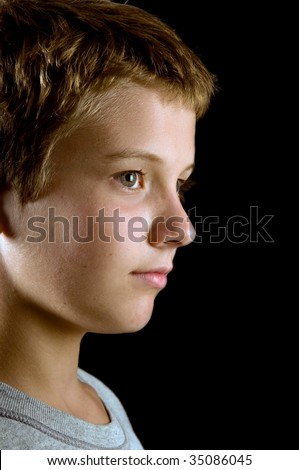 stock photo profile of preteen boy