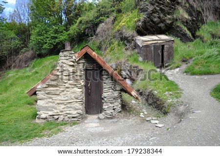 Gold miners hut in the Chinese Settlement,  Arrowtown, New Zealand
