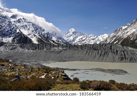 The Hooker Glacier, The Footstool, & Mount Cook, Mount Cook National Park, New Zealand